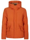 Ten C Padded Quilted Parka With Hood And Pockets In Orange