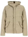 Ten C Hooded Nylon Artico Down Jacket With Drawstrings In Neutrals