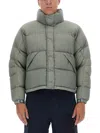 Ten C Quilted High Neck Down Jacket With Adjustable Hemline In Grey