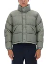 Ten C Quilted High Neck Down Jacket With Adjustable Hemline In Grey