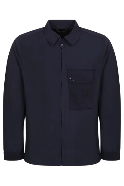 Ten C Black Jacket With Front Zipper In Gold