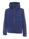 Ten C Blue Jacket With Hoodie In Blue