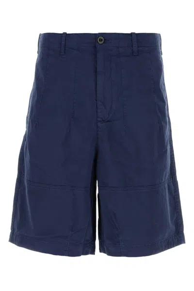 Ten C Blue Stretch Cotton Bermuda Shorts For Men
