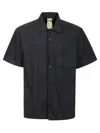 Ten C Button-down Black Cotton Shirt With Minimalist Design In Black