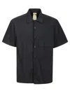 Ten C Button-down Black Cotton Shirt With Minimalist Design In Black