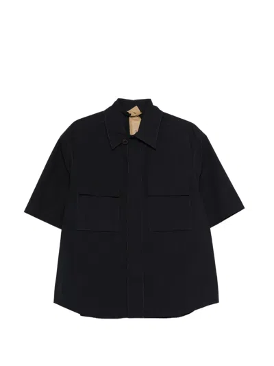 Ten C Button-up Chest-pocket Shirt In Black