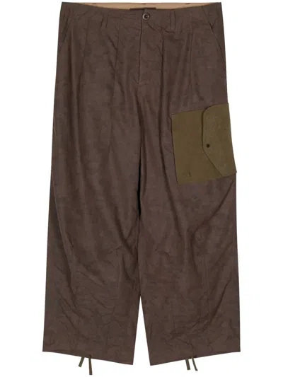 Ten C Camouflage-print Wide-leg Trousers In Green