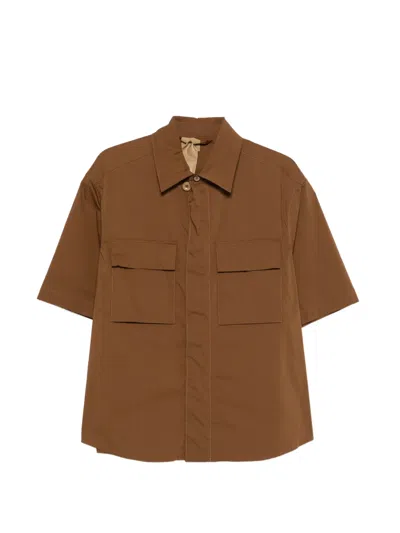 Ten C Chest-pocket Short-sleeve Shirt In Brown