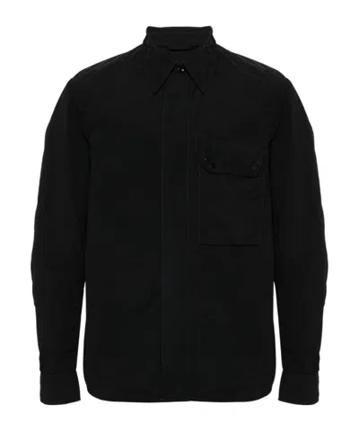 Ten C Classic-collar Garment-dyed Shirt In Black