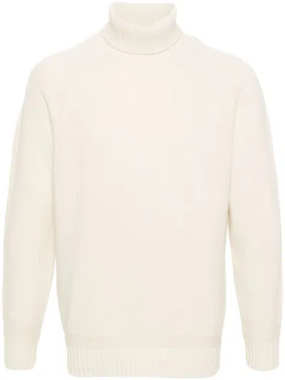 TEN C TEN C CLASSIC WHITE TURTLENECK SWEATER
