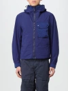 Ten C Blue Jacket With Hoodie In Blue