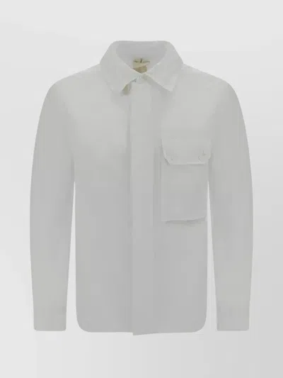 Ten C Collar Front Patch Flap Pocket Jacket In White