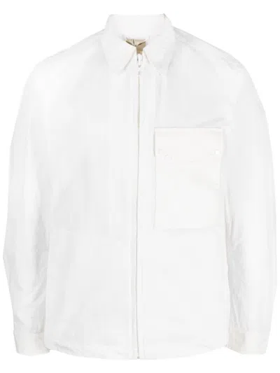 Ten C Pocket Zip-up Shirt Jacket In White