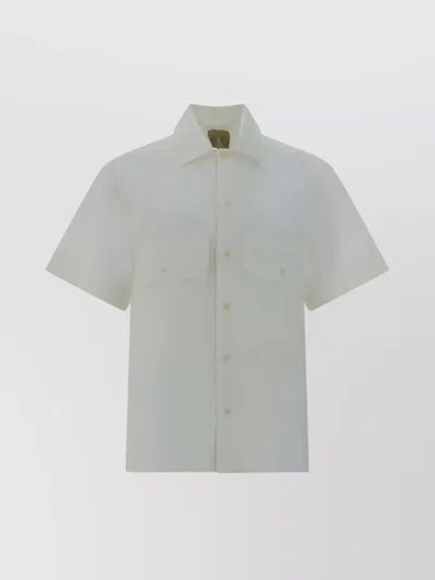 Ten C Cotton Shirt Patch Pockets In White