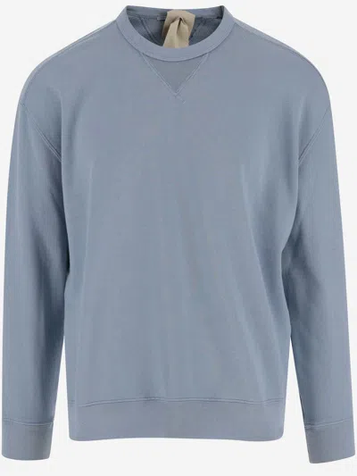 Ten C Cotton Sweatshirt With Appliqué In Clear Blue