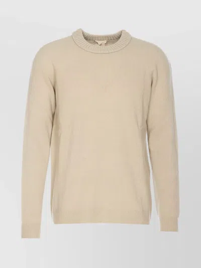 Ten C Crewneck Sweater Ribbed Collar Cuffs Hem In Beige