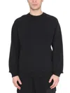 Ten C Raglan Sleeve Crewneck Sweatshirt With Patch Detail In Black