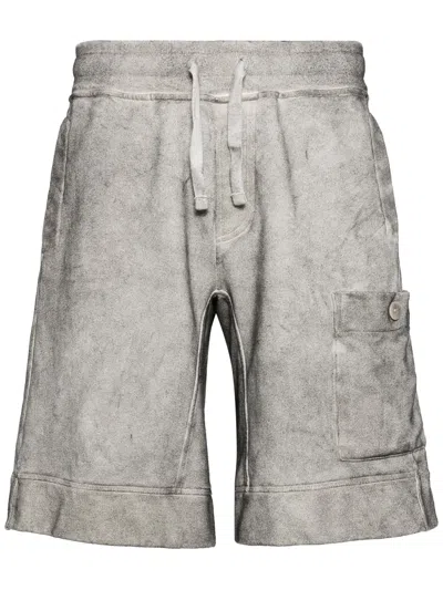 Ten C Drawstring Cotton Track Shorts In Grey