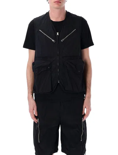 Ten C Garment Dyed Nylon Tactel Mid Layer In Black