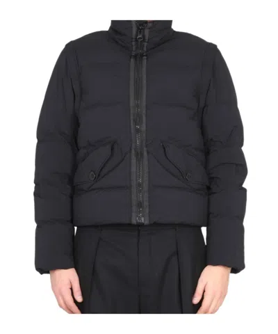 Ten C High-neck Zipped Padded Jacket In Black