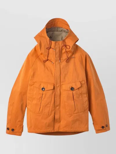 Ten C Hooded Anorak Featuring Front Pockets In Orange