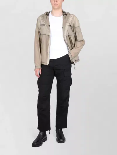 Ten C Hooded Anorak Jacket Drawstring Sleeve Pocket In Brown