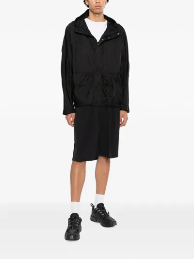 Ten C Hooded Flap-pocket Jacket In Black