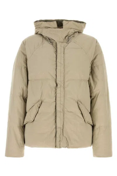 Ten C Hooded Nylon Artico Down Jacket With Drawstrings In Beige