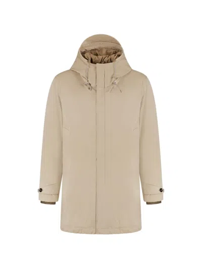 Ten C Hooded Zip-up Coat In Neutral