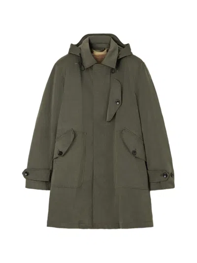Ten C Ice Storm Hooded Car Coat In Green