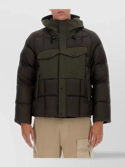 Ten C Jacket Hooded Quilted Pockets Sleeves Fit In Grey