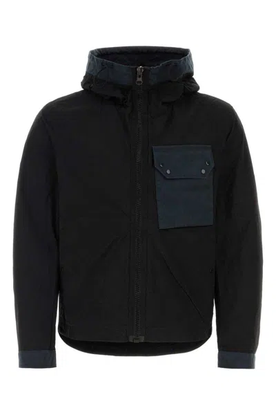 Ten C Hooded Snap Button Jacket In Black