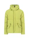Ten C Nylon Hooded Down Jacket With Raglan Sleeves In Green