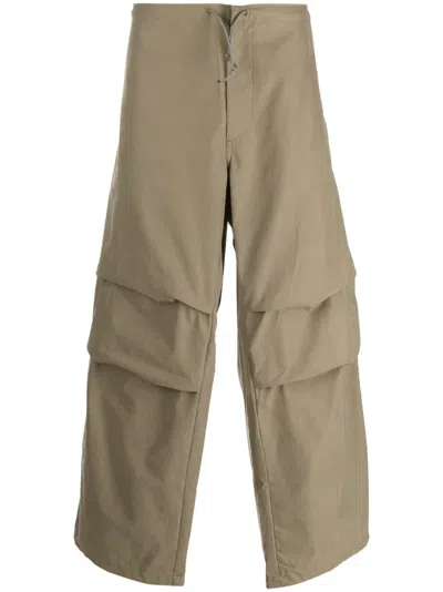 Ten C Layered-design Wide-leg Trousers In Green