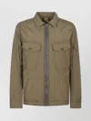 Ten C Front Zip Mid Layer Jacket With Chest Pockets In Green