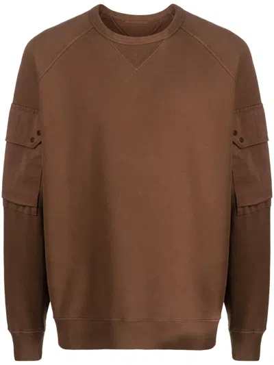 Ten C Regular Fit Brown Sweatshirt With Logo