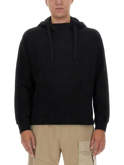 Ten C Black Sweatshirt With Logo Detailing