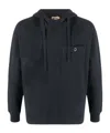 Ten C Logo-patch Drawstring Cotton Hoodie In Black