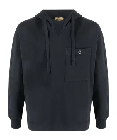 Ten C Logo-patch Drawstring Cotton Hoodie In Grau
