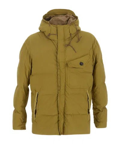 Ten C Long-sleeved Hooded Cotton Jacket In Green