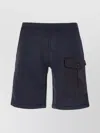 Ten C Looped Shorts With Buttoned Pocket And Stitch Detailing In Blue