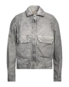Ten C Zip-up Distressed-effect Shirt Jacket In Grey