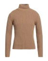 Ten C Ribbed Turtleneck Sweater Long Sleeves In Beige