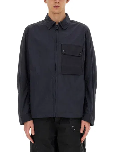Ten C Classic Collar Mid Layer Jacket For Men In Blue