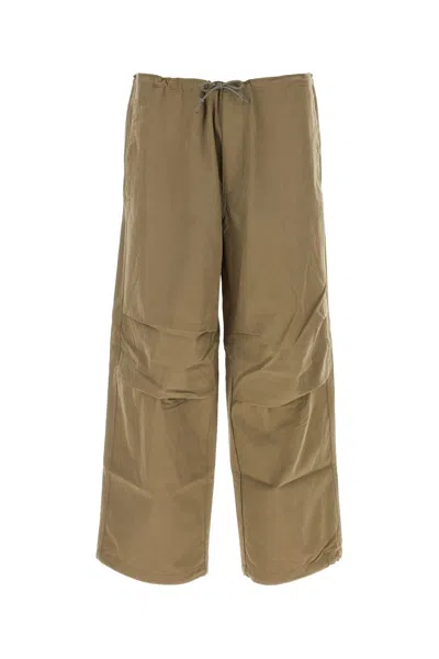 TEN C MILITARY GREEN COTTON BLEND WIDE-LEG PANT