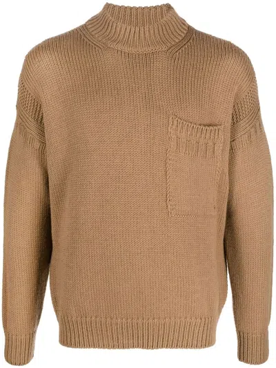 TEN C MOCK-NECK KNITTED JUMPER