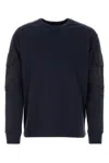 Ten C Crew Neck Cotton Sweatshirt With Shoulder Patches