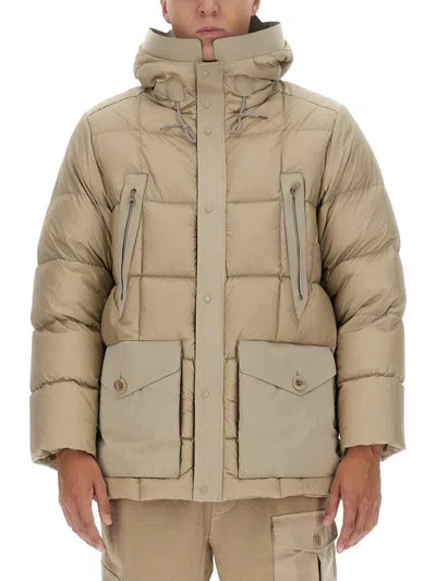 Ten C Norsel Hooded Padded Coat In Beige