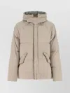 Ten C Nylon Puffer With Hood And Flap Pockets In Neutrals