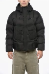 Ten C Nylon Tempest Combo Down Jacket With Hood In Black
